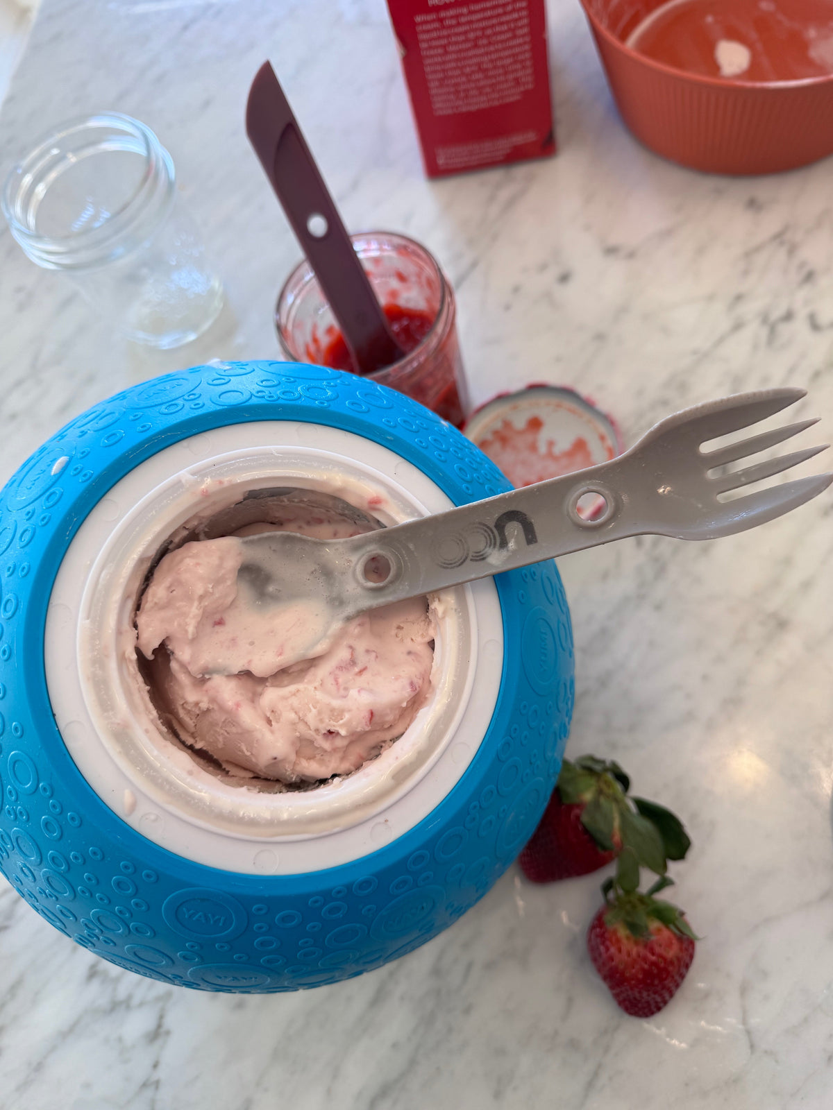 Homemade Strawberry Ice Cream-Using the UCO Ice Cream Ball