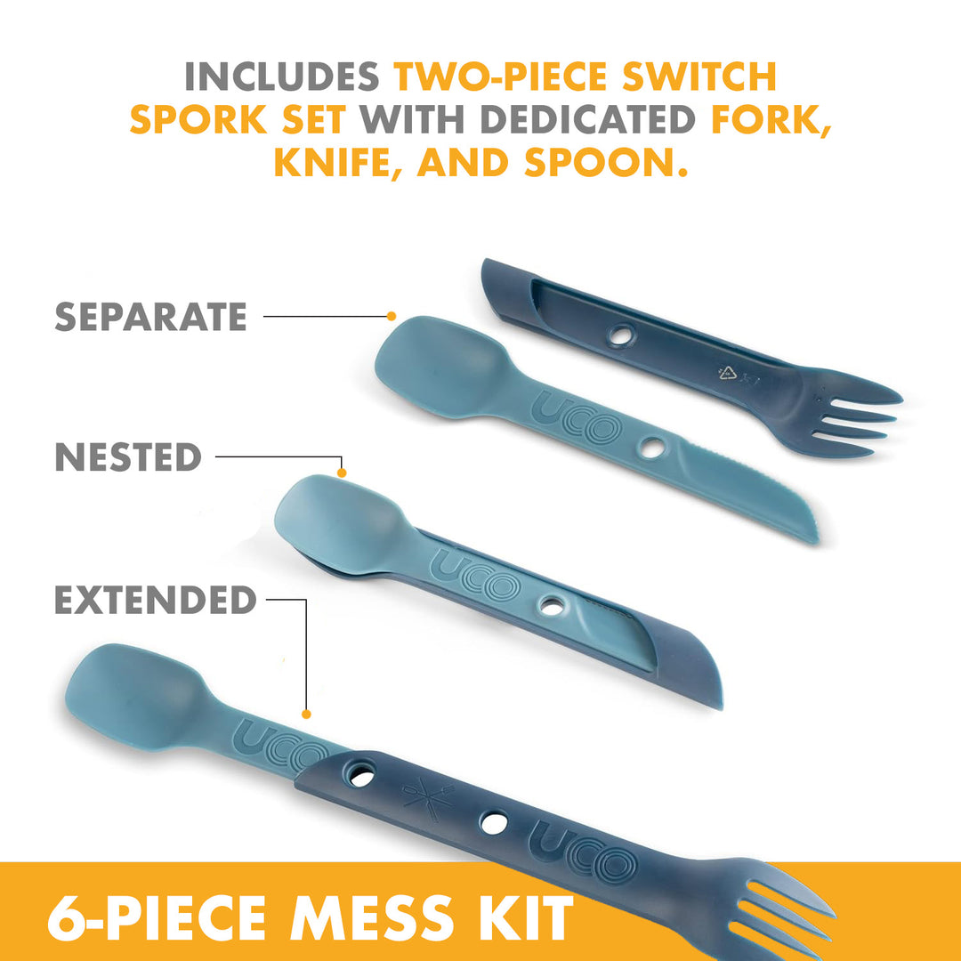 UCO mess kit for scouts with camping plates cups and bowls set-blue mess kit by UCO gear