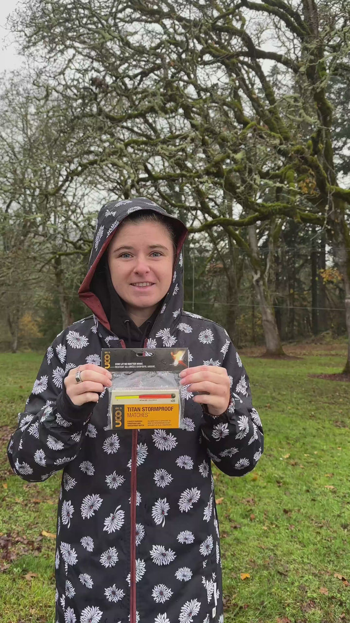 UCO Titan Stormproof Match Kit floats in water and keeps matches protected for off-grid survival or overlanding